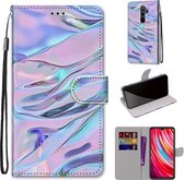 Voor Xiaomi Redmi Note 8 Pro Gekleurde tekening Cross-textuur Horizontale flip PU-lederen hoes met houder & kaartsleuven & portemonnee & lanyard (fluorescerende watertextuur)