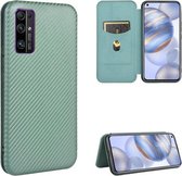 Voor Huawei Honor 30 Carbon Fiber Texture Magnetische Horizontale Flip TPU + PC + PU Leather Case met Card Slot (Groen)