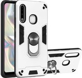 Voor Samsung Galaxy A70e 2 in 1 Armor Series PC + TPU beschermhoes met ringhouder (zilver)