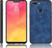 Voor Oppo Realme 2 Schokbestendig Naaien Koe Patroon Huid PC + PU + TPU Case (Blauw)