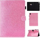 Voor Huawei MediaPad M6 10.8 Vernis Glitter Poeder Horizontale Flip Leren Case met Houder & Kaartsleuf (Roze)