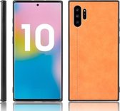 Voor Samsung Galaxy Note10 + / Note10 Plus Schokbestendig Naaien Koe Patroon Huid PC + PU + TPU Case (Oranje)