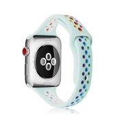 Regenboog siliconen horlogeband voor Apple Watch Series 6 & SE & 5 & 4 44 mm / 3 & 2 & 1 42 mm (saffierblauw)