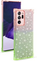 Voor Samsung Galaxy Note20 Ultra Gradient Glitter Poeder Schokbestendig TPU Beschermhoes (Oranje Groen)