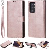 Voor Samsung Galaxy Note 20 2 in 1 Afneembare PU lederen tas in effen kleur met kaartsleuven & magnetische houder & fotolijst & portemonnee & riem (roségoud)