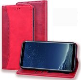 Voor Samsung Galaxy S8 + Business Stitching Horizontale flip lederen tas met dubbele vouw & beugel & kaartsleuven & fotolijst & portemonnee (rood)