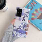 Voor Samsung Galaxy Note 20 Laser Bloemen Patroon TPU Beschermhoes (Witte Achtergrond Blauwe Bloemen)