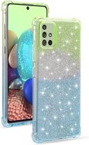 Voor Samsung Galaxy A71 4G gradiënt glitter poeder schokbestendig TPU beschermhoes (groen blauw)