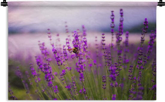 Tapisserie Lavande - Lavande avec abeille Tapisserie coton 180x120 cm - Tapisserie avec photo XXL / Groot format !
