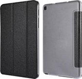 Horizontale leren flip-case met zijdetextuur en drie-uitklapbare houder voor Galaxy Tab P200 (zwart)