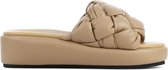 Strategia Slippers Dames Sandalen / Instappers / Damesschoenen - Leer - Blokhak - B37 - Nude - Maat 36