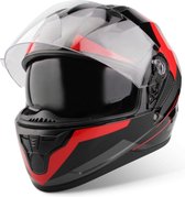 VINZ Becket Integraalhelm met Zonnevizier / Motorhelm / Scooter helm / Brommerhelm – Rood