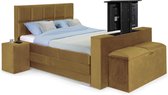 Boxspring Super relax 180x210 Compleet Elektrische verstelbaar kleu :  Goud