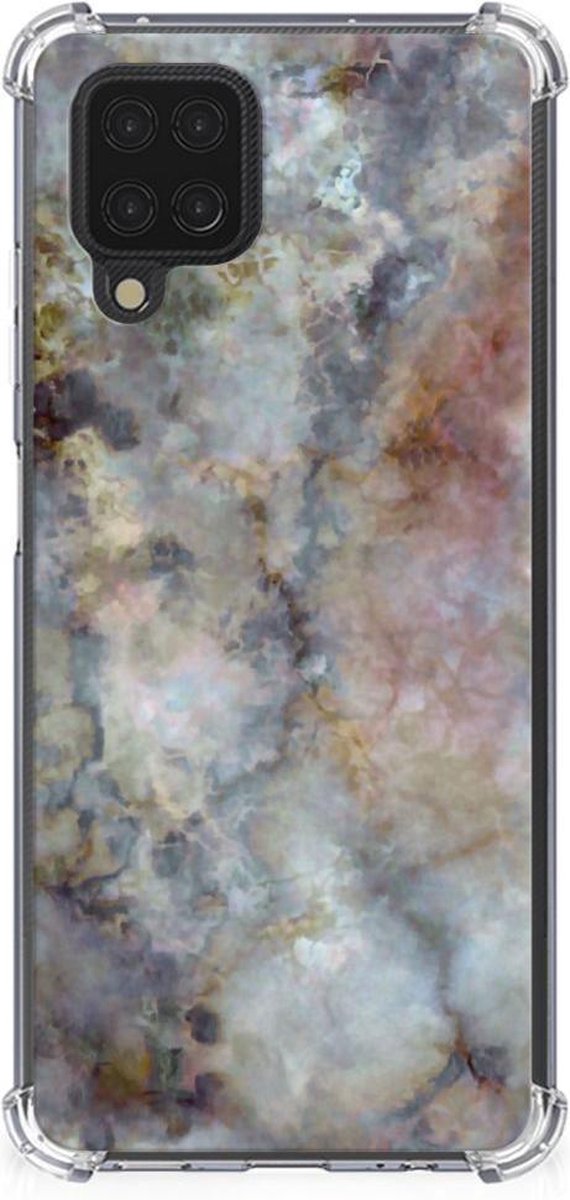 Samsung Galaxy A12 Anti-Shock Hoesje Marmer Grijs
