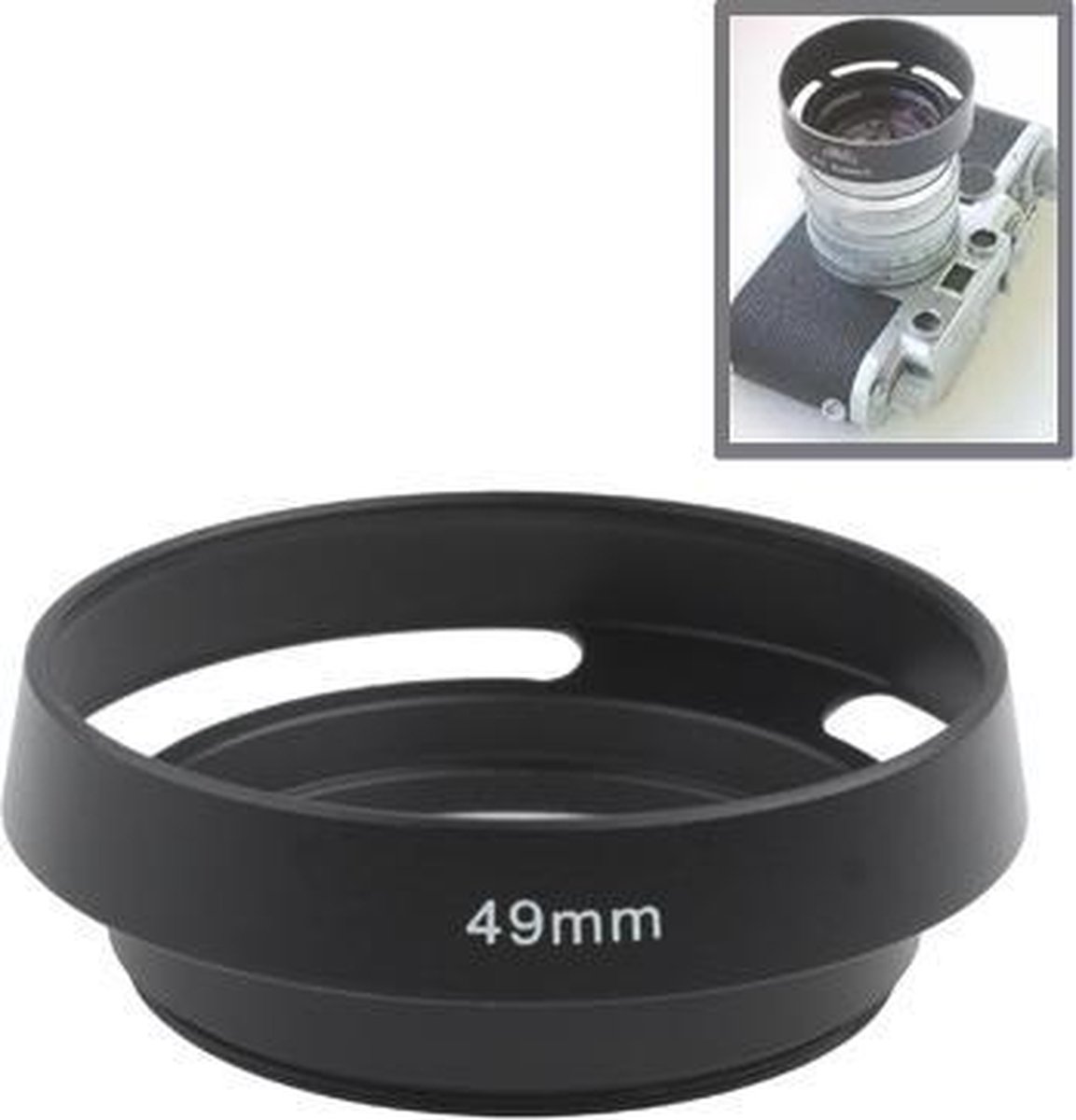 49 mm metalen geventileerde zonnekap voor Leica (zwart)