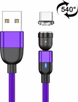 1m 3A-uitgang USB naar USB-C / Type-C 540 graden roterende magnetische gegevenssynchronisatie-oplaadkabel (paars)