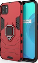 Realme C11 (2020) Hoesje - Mobigear - Armor Ring Serie - Hard Kunststof Backcover - Rood - Hoesje Geschikt Voor Realme C11 (2020)