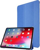 Voor iPad Pro 11 (2020) TPU Silk Texture drievoudige horizontale flip lederen tas met houder (blauw)