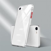 Voor iPhone SE 2020 Color Button Clear Full Coverage Shockproof TPU Case (Rood)