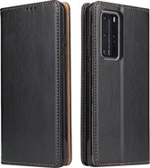 Voor Huawei P40 Fierre Shann PU lederen textuur horizontale flip lederen tas met houder & kaartsleuven & portemonnee (zwart)