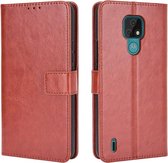 Voor Motorola Moto E7 Retro Crazy Horse Texture Horizontale Flip Leren Case met Houder & Kaartsleuven & Fotolijst (Bruin)