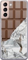 Samsung Galaxy S21 hoesje siliconen - Chocoladereep - Soft Case Telefoonhoesje - Print / Illustratie - Bruin