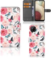 Smartphone Hoesje Samsung Galaxy A12 Flipcase Cadeautjes voor Moederdag Butterfly Roses