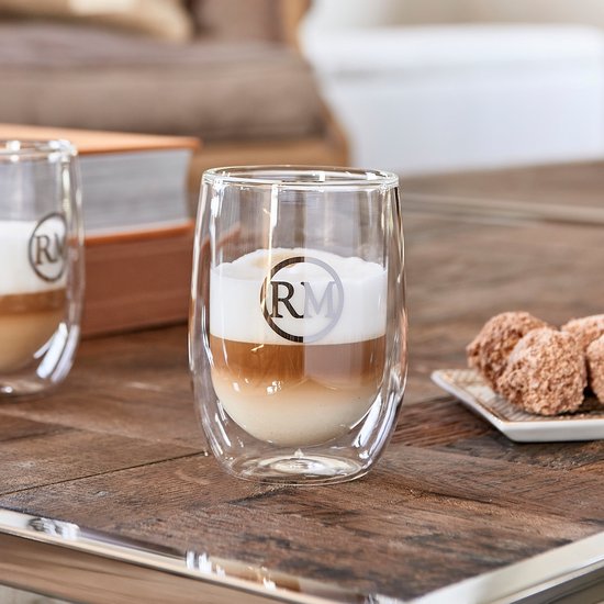 Riviera Maison dubbelwandig theeglas, koffieglas met RM logo - Love RM Double Wall Glass - Transparant - Glas - Maat M - 250 ml - Riviera Maison
