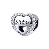Hart bedel sister zirkonia | zus bead | Zilverana | geschikt voor Biagi , Pandora , Trollbeads armband | 925 zilver