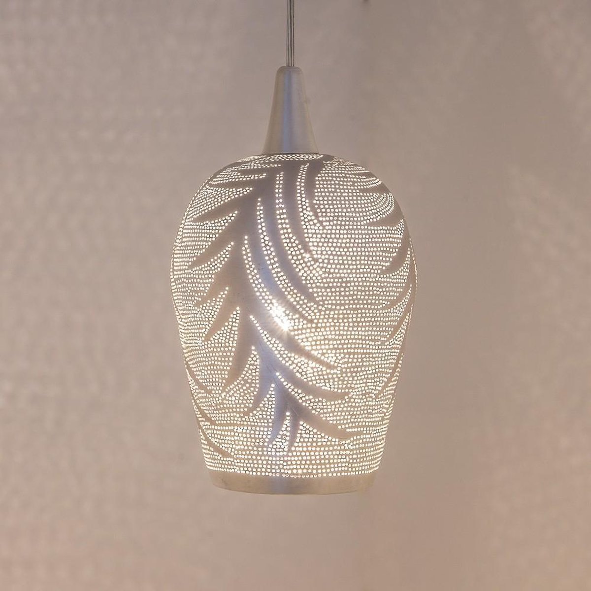 Zenza - Hanglamp - Oosterse Lamp- Tropic - Leaf - Medium - Zilver