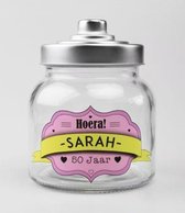 Snoeppot - Sarah - Gevuld met Drop - In cadeauverpakking met gekleurd lint