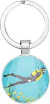 Akyol - Duiken Sleutelhanger - Duiken - de echte duikers - Duiken - Duiker - Leuke kado voor een duiker - Zwemmen - 2,5 x 2,5 CM
