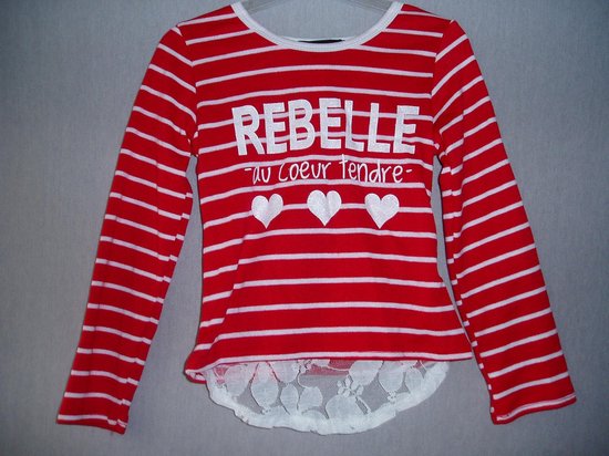 Meisjes shirt met lange mouwen Rebelle rood 98/104