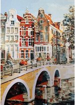Schilderenopnummers.com® - Schilderen op nummer volwassenen - Binnenstad Amsterdam - 50x40 cm - Paint by numbers