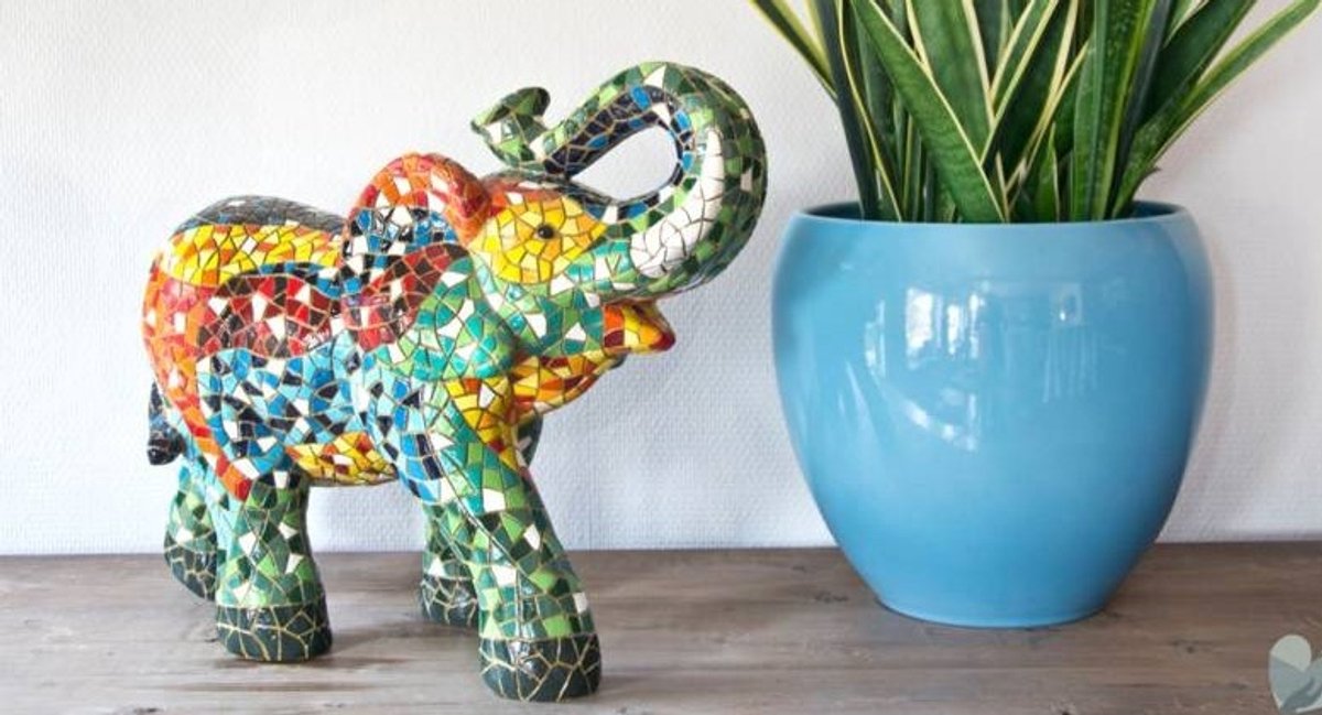 Barcino design mozaiek beeld olifant 9 cm