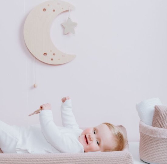 Baby's Only Houten wandlamp babykamer & kinderkamer - Maan - Wonder - Bruin - FSC-keurmerk - Duurzame ledverlichting - 25.000 branduren - Eenvoudig aan de muur te bevestigen