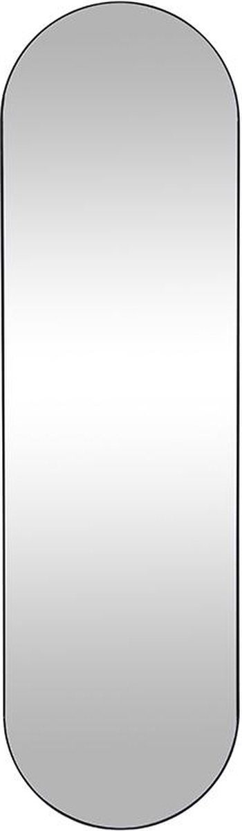 Vente-unique Ovale wandspiegel in metaal - H 140 x B 40 cm - Zwart - ONIKAL