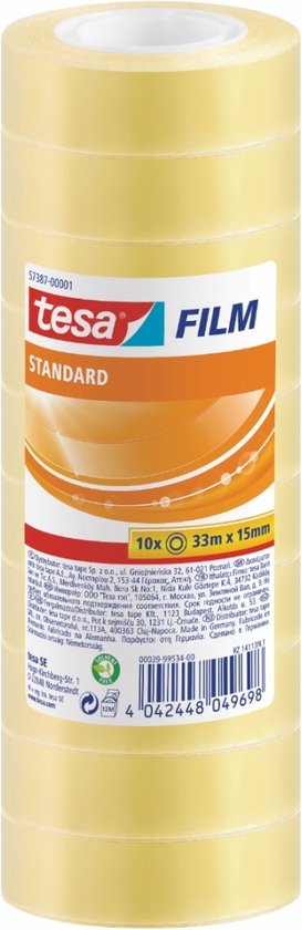 Foto: Tesa 57207 00001 01 tesafilm standard transparant l x b 33 m x 19 mm 8 stuk s 