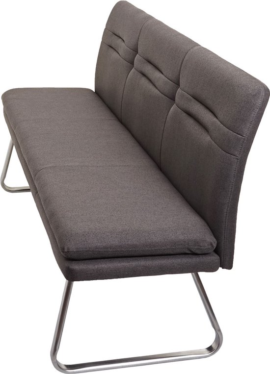 Canapé MCW-H70, canapé de salle à manger canapé rembourré, dossier tissu/textile acier inoxydable brossé ~ gris marron 180cm