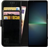 Rosso Element Book Case Wallet Hoesje Geschikt voor Sony Xperia 5 V | Portemonnee | 3 Pasjes | Magneetsluiting | Stand Functie | Zwart