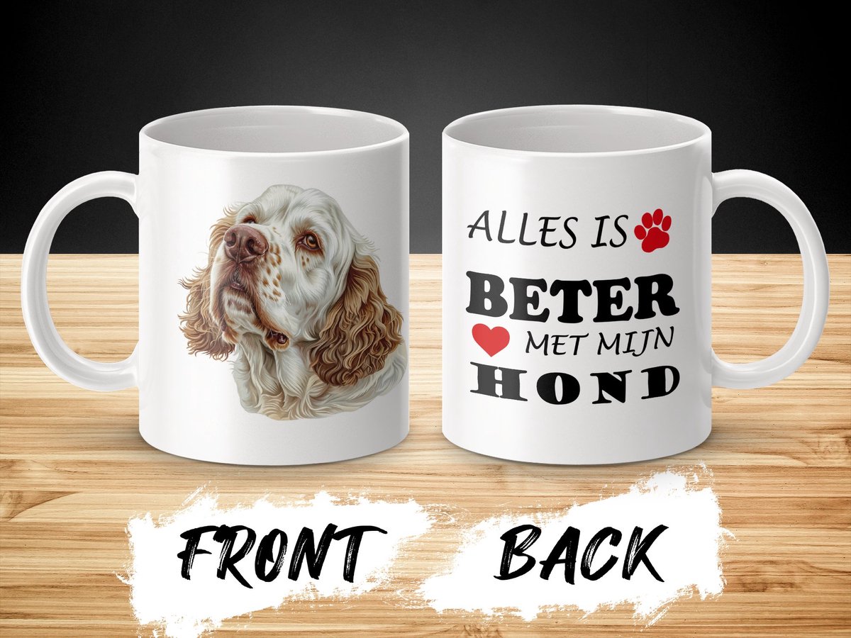 Mok Clumber Spaniel Alles is beter met mijn hond - dog - doglover