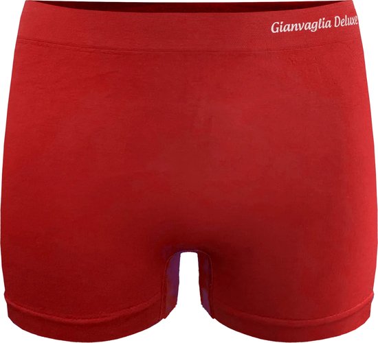 Rode korte boxershorts voor dames, merk Gianvaglia Deluxe, naadloos.