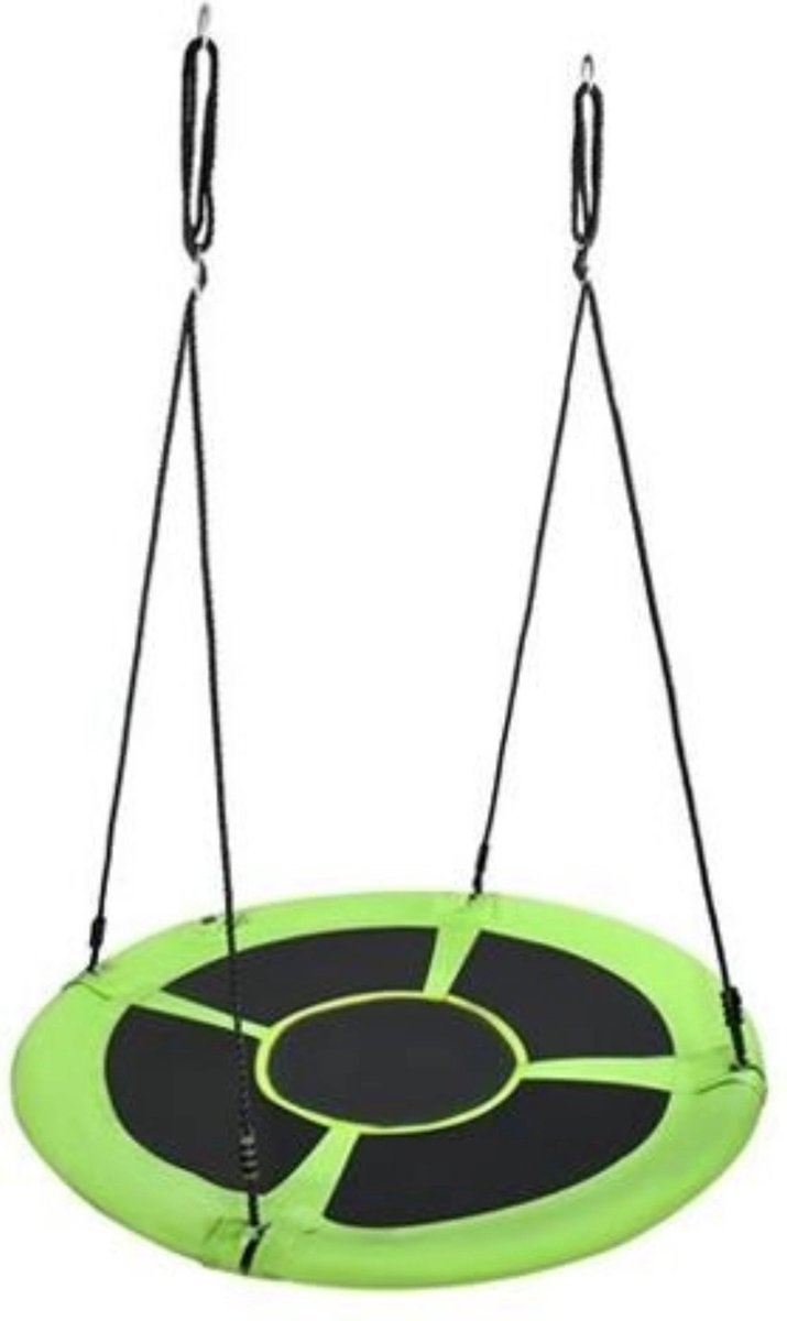 Nestschommel XXL Buitenspeelgoed Ø 120CM Hammock - Slinger schommel- Nest Schommel 160 KG Belasting - Groen Zwart - Voor Kinderen en Volwassenen