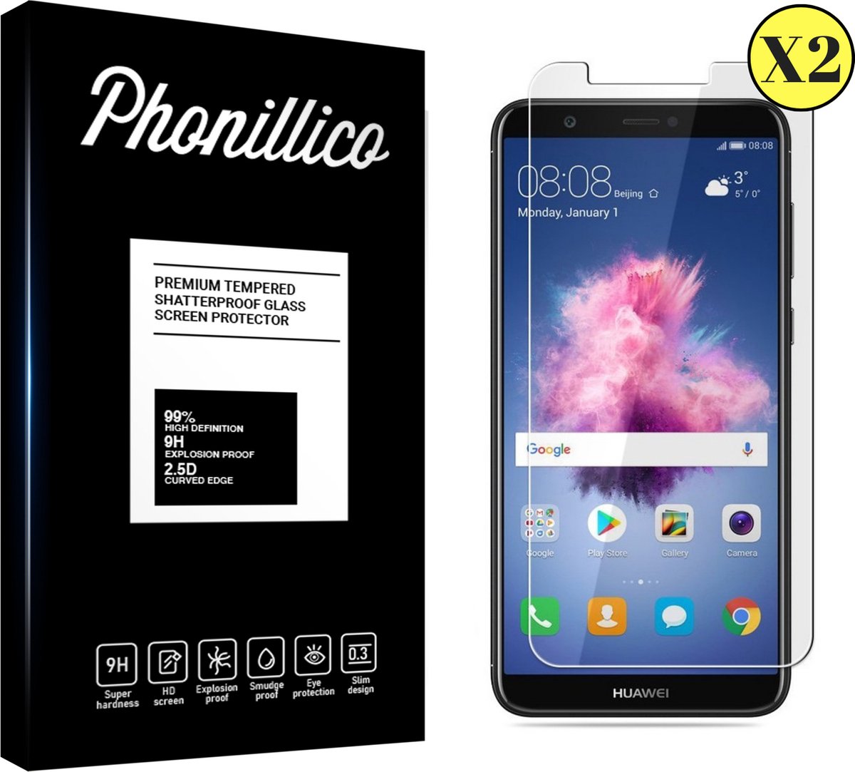 Screenprotector voor Huawei P Smart - 2 stuks Beschermglas van glas Transparante glazen schermbeschermfolie