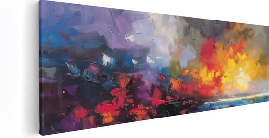 Artaza Canvas Schilderij Abstract Kunstwerk met Heldere Kleuren - 120x40 - Wanddecoratie - Foto Op Canvas - Canvas Print