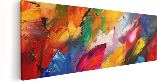 Artaza Canvas Schilderij Close-Up van een Kleurrijk Schilderij - 120x40 - Wanddecoratie - Foto Op Canvas - Canvas Print