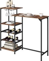 Rootz multifunctionele bartafel - tafelbladen met twee niveaus - opbergtafel - geïntegreerde wijnrekken - duurzaam ontwerp - B129,5 x H117 x D38 cm
