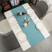 Tafelloper modern, afwasbaar, waterafstotend, lotuseffect, tafelloper, outdoor, onderhoudsvriendelijk en vlekbestendig, blauw, 40 x 180 cm