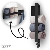 GOODD - Handdoekrek - Evry - Handdoekhouder - Nieuw 2024 - Liggend of staand te monteren - Zwart - Zonder boren - Rvs - Handdoekhaak - 43 cm - Badkamer en Toilet
