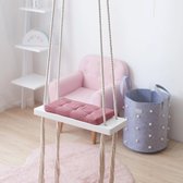 SBW - houten schommel voor binnen - kinderschommel - Witte schommel - met roze kussentje